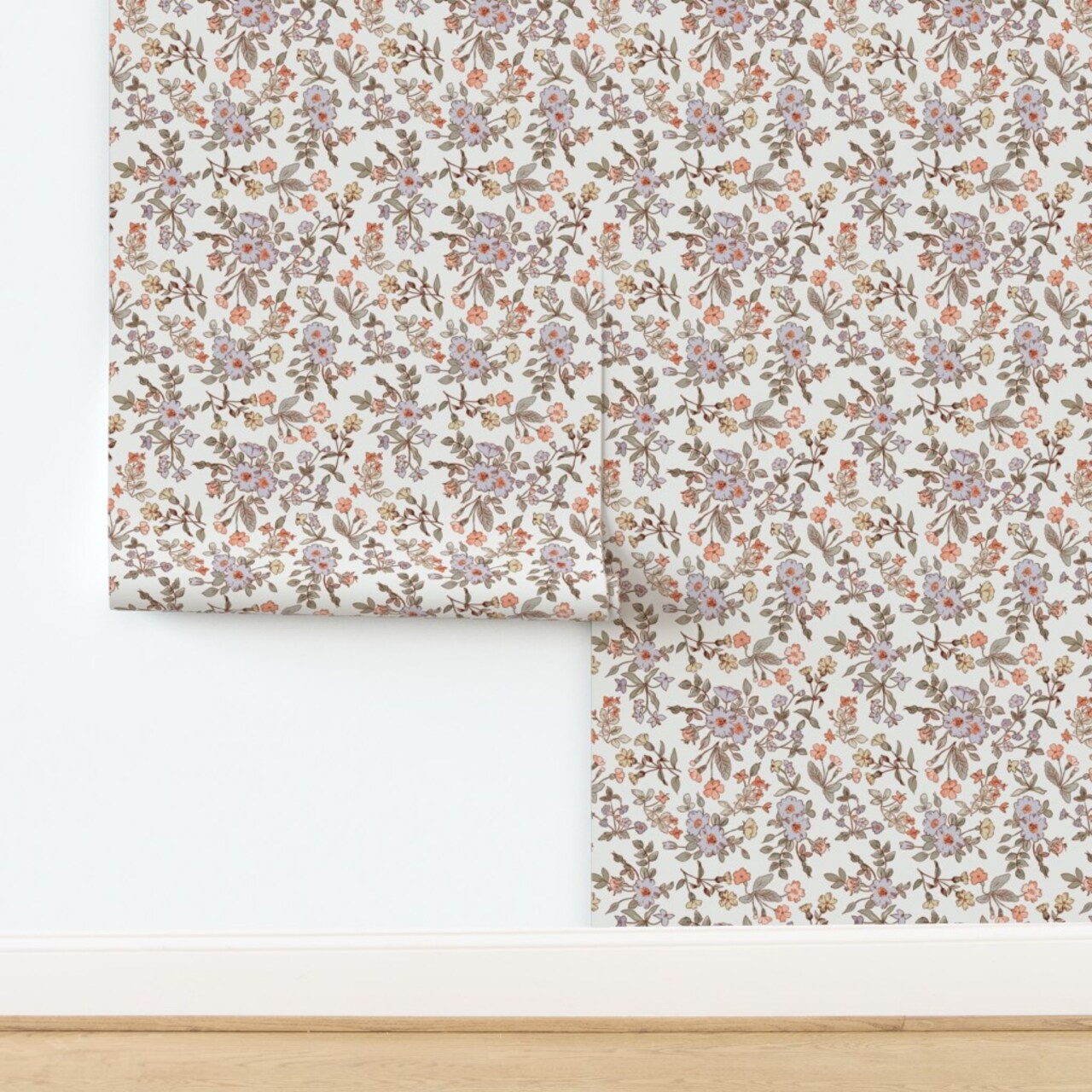 Traditional Cottagecore Floral French Grandmillennial Botanical Flowers Summer Countryside Vintage Garden Bohemian Modern Farmhouse Custom Removable Wallpaper by Spoonflower Peel & Stick Wallpaper 2FT Wide